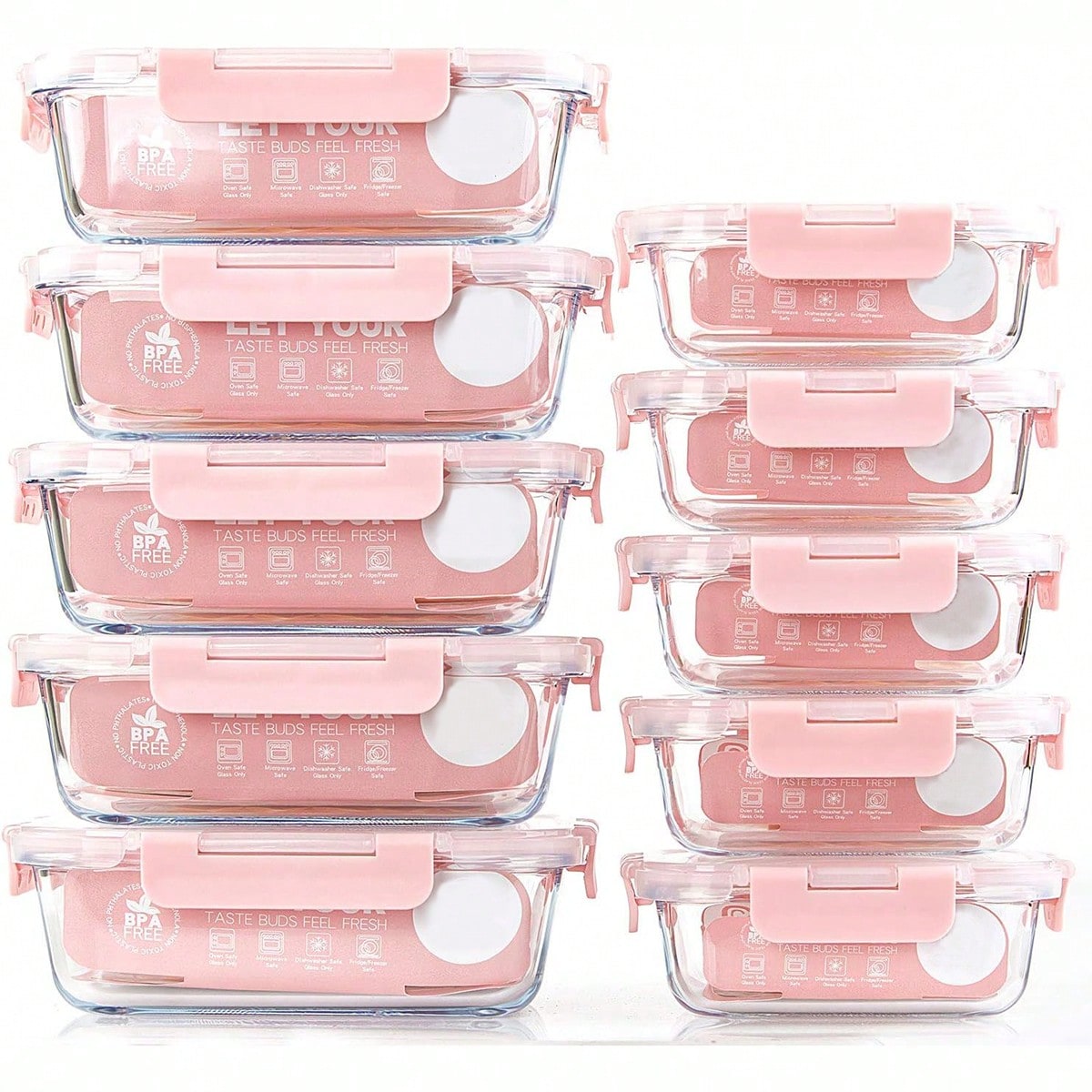 Meal Prep Glass Containers With Lids - Набор из 10 стеклянных контейнеров для