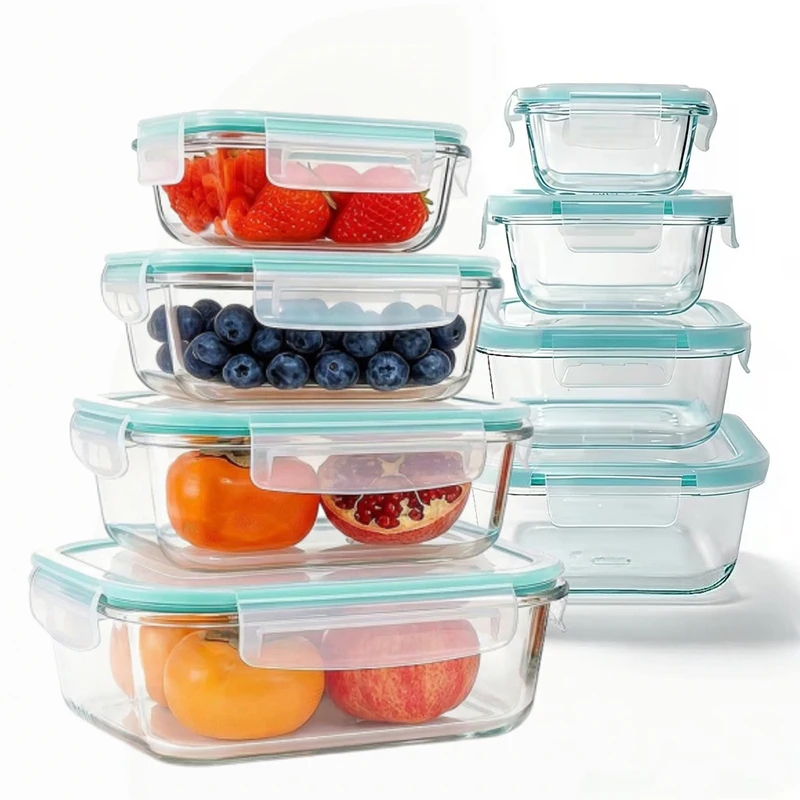 Meal Prep Glass Containers With Lids - Ланч-бокс из боросиликатного стекла, герметичный, непротекающий,