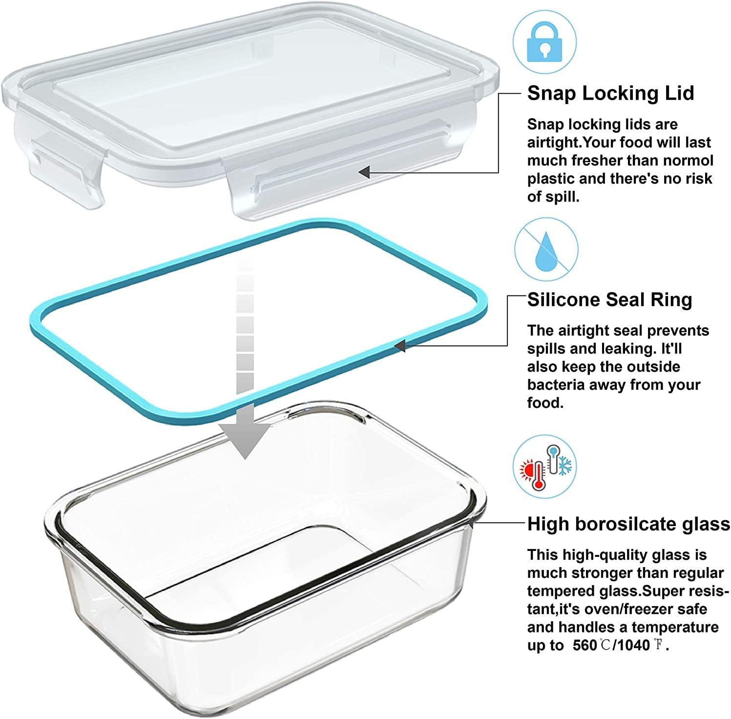 Набор из 18 стеклянных контейн – обзор и цена Meal Prep Glass Containers With Lids